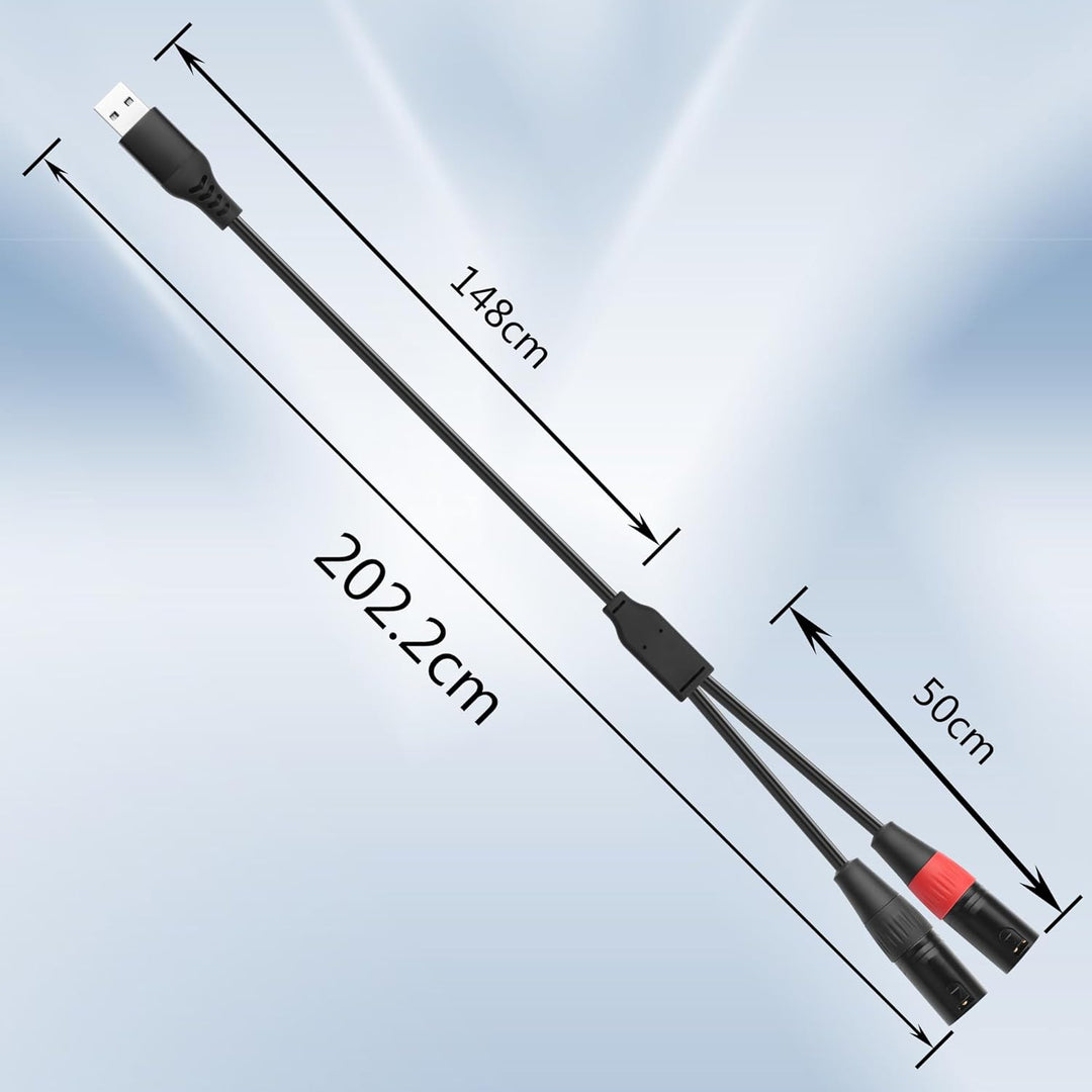 SinLoon USB-A Stecker auf Dual XLR Stecker Audiokabel Mit eingebautem 32-Bit/384-kHz-DAC-Chip Stereo