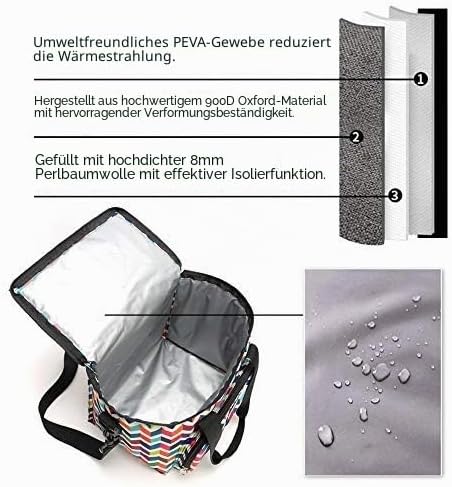 Kühltasche Gross Isolierte Lunchtasche Isoliertasche zur Unterwegs Arbeit Schule Strand Lunch Tasche