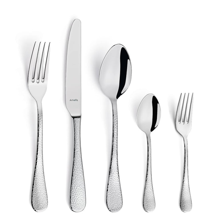 Amefa SIERRA Besteck Set 6 Personen | 30-teilig | Edelstahl 18/10 satiniert | gehämmerte Griffe | Es