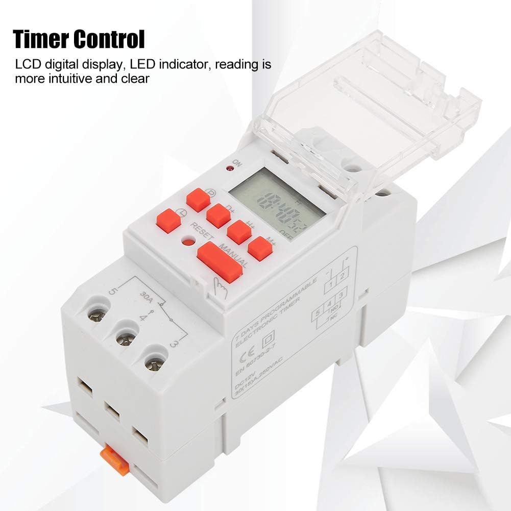 Digitale Zeitschaltuhr, DC 12V 30A 7 Tage Programmierbarer Timer, Mit Countdown-Funktion,16 EIN-/Aus