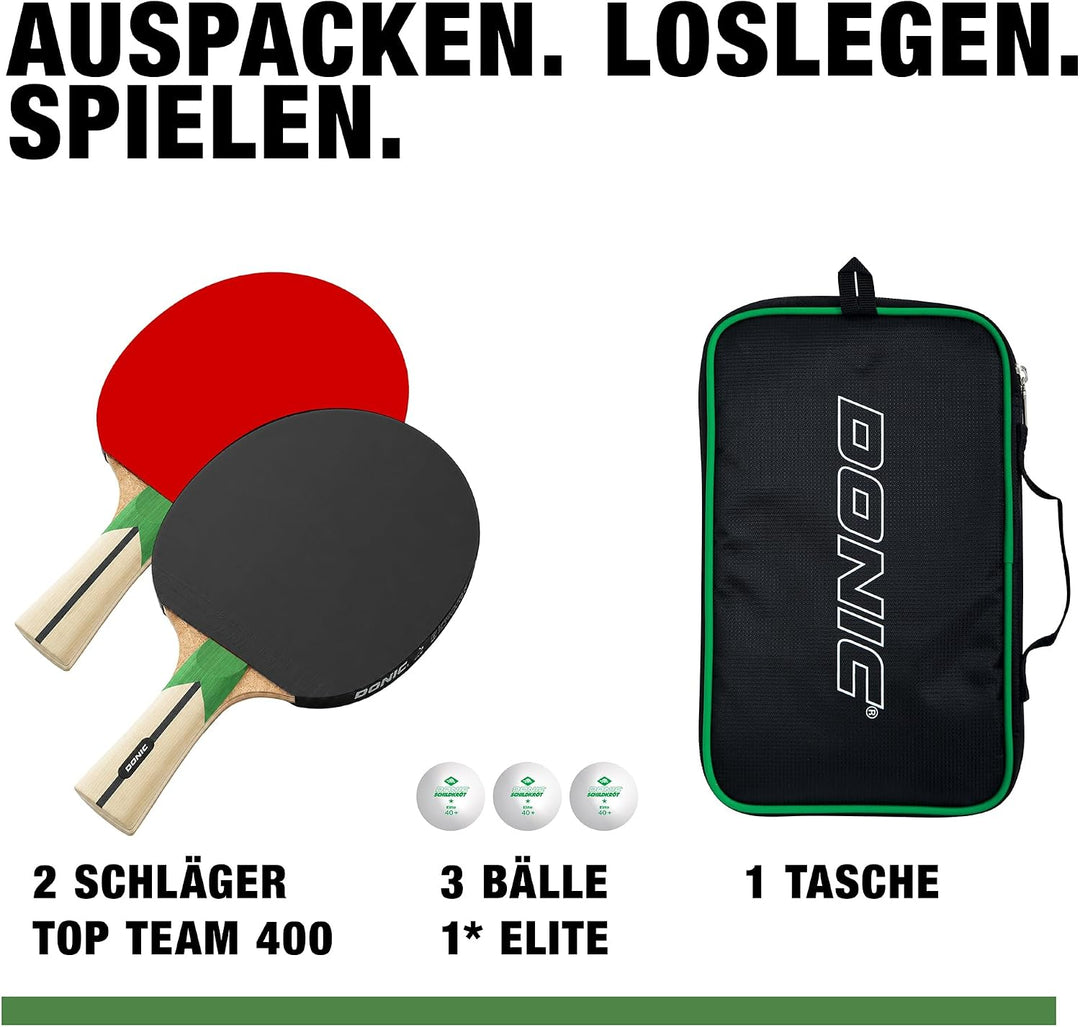 Donic-Schildkröt Tischtennis-Set Top Teams 400, 2 Schläger, 3 Bälle in guter 1* Qualität, in wertige