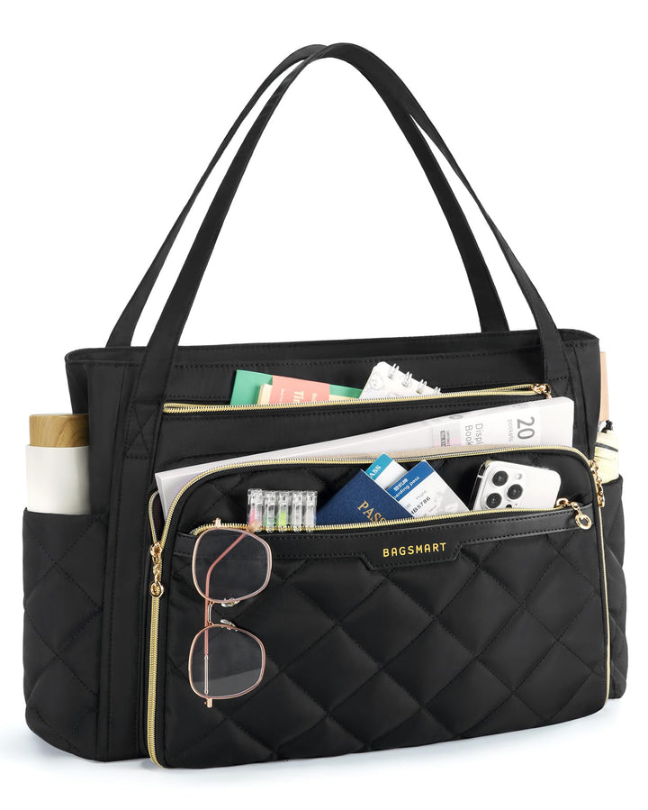 BAGSMART Lehrertasche 15.6 Zoll Laptoptasche Damen Gesteppt Arbeitstasche mit Datei-Organizer Aktent