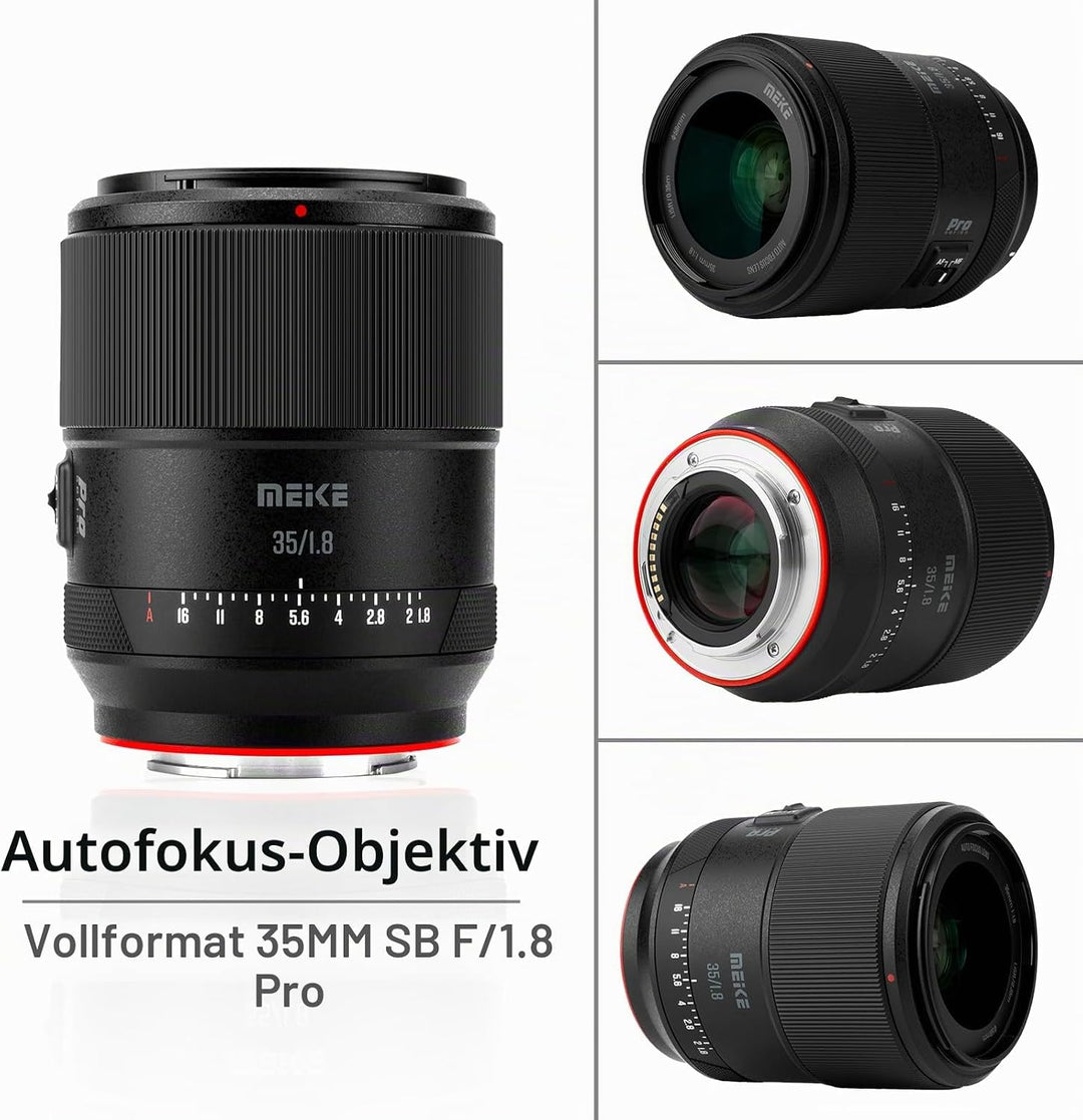Meike 35 mm F1.8 Vollformat-AF-STM-Objektiv, Weitwinkel, Autofokus, Feste Prime-Porträtobjektive für
