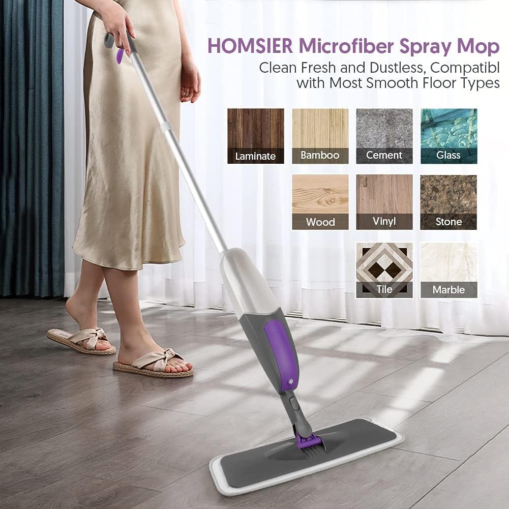 Wischer mit Sprühfunktion - HOMSIER Spray Mop Bodenwischer Sprühwischer für Schnelle Reinigung mit 5