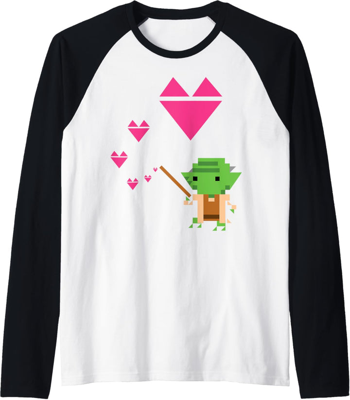 Star Wars Yoda Pixel Pink Hearts Valentine's Raglan