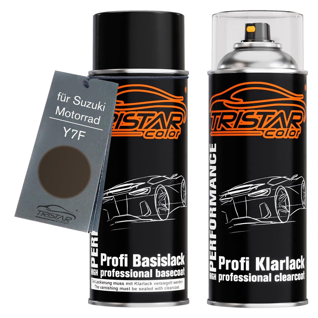 TRISTARcolor Motorradlack Spraydosen Set für Suzuki Motorrad Y7F Brons Perl Basislack Klarlack Sprüh