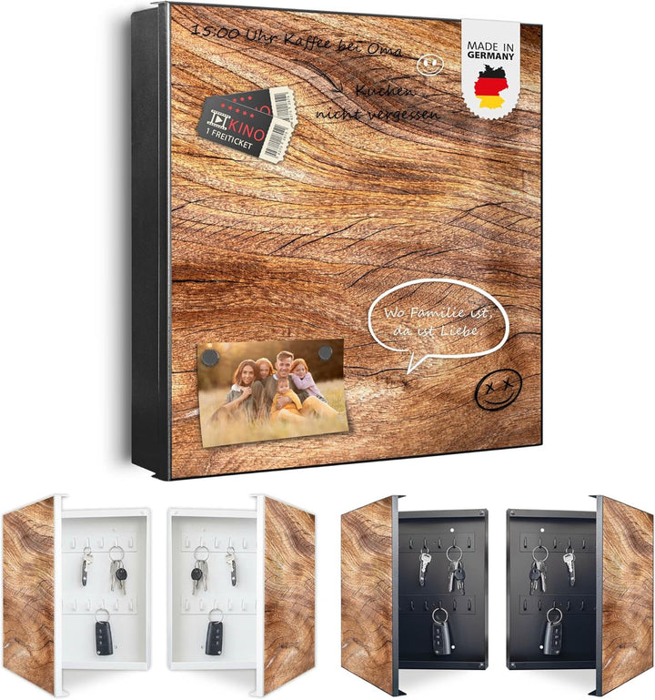 banjado Grosser Schlüsselkasten Glas - Schlüsselbox 30x30cm mit 50 Haken - Schlüsselkasten modern fü