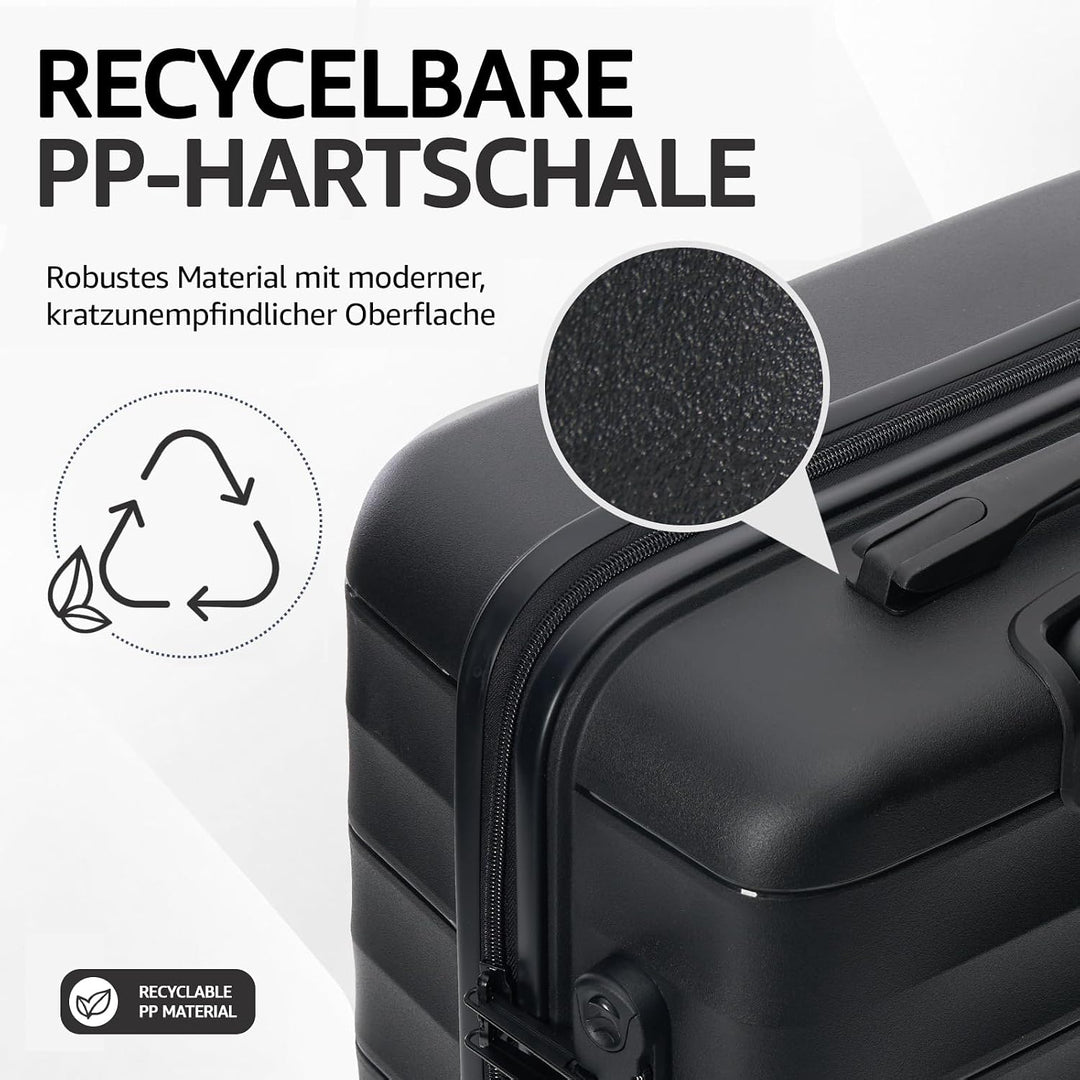 Mariner PP-Kofferset 2-teilig M+L, 360°-Doppelrollen, Carbon Black | M 68 cm und L 77 cm, hochwertig