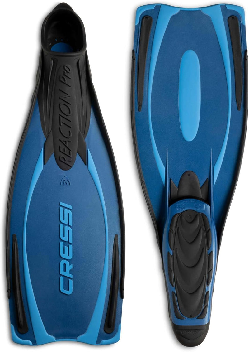 Cressi Reaction Pro Fins - Flossen zum Tauchen, Freitauchen und Schnorcheln, Adult Unisex 42/43 Blau