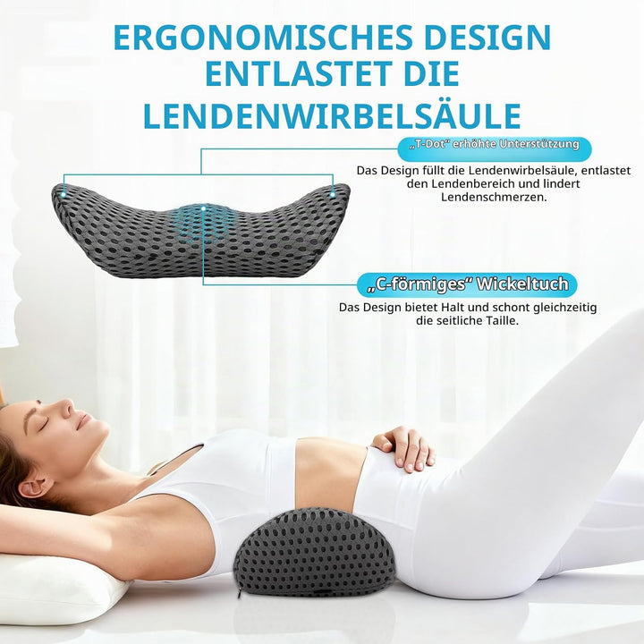 Memory Foam Lendenkissen,Ergonomisches Rückenkissen,Lendenwirbelkissen mit atmaksaktivem Bezug &amp; ver