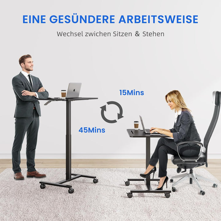 Dripex Computertisch höhenverstellbar mit Rollen, Nut für Tablet oder Handy | Steh-Sitz PC Tisch, Sc