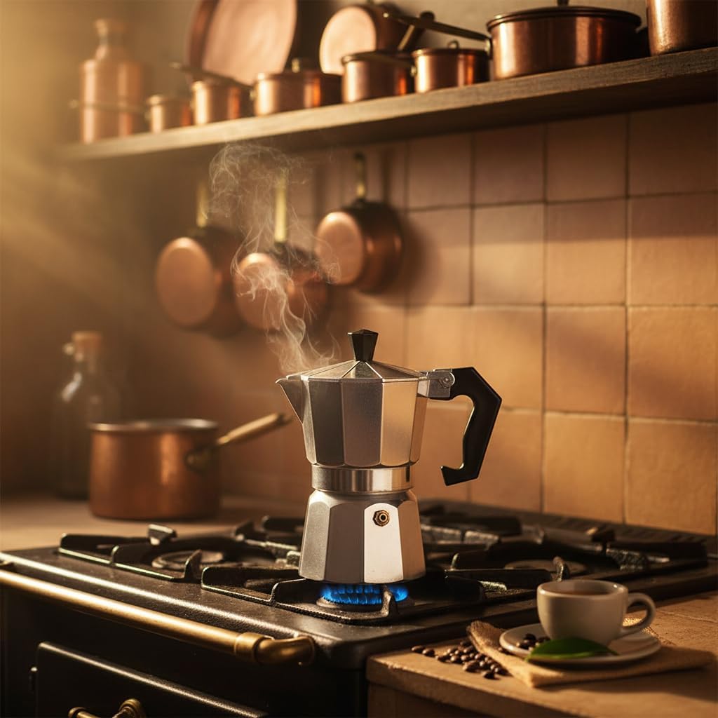 Espressokocher, Premium Italienische Kaffeekocher Aluminium Espressokocher für Gas oder Elektro Kera