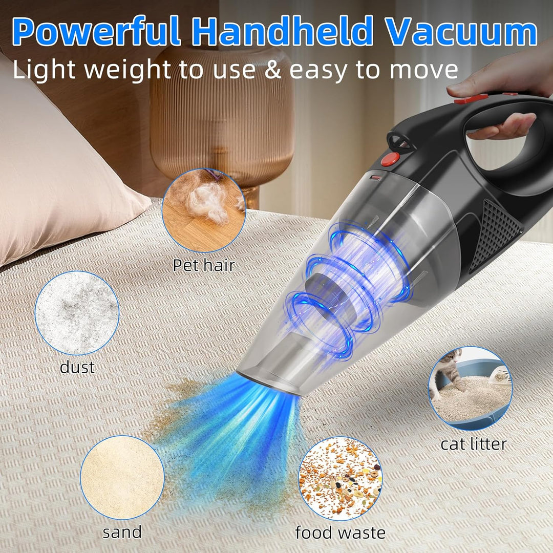 Kabelloser Handstaubsauger mit 2 Filtern, Hochleistungs-Autostaubsauger mit Schnellladetechnologie,