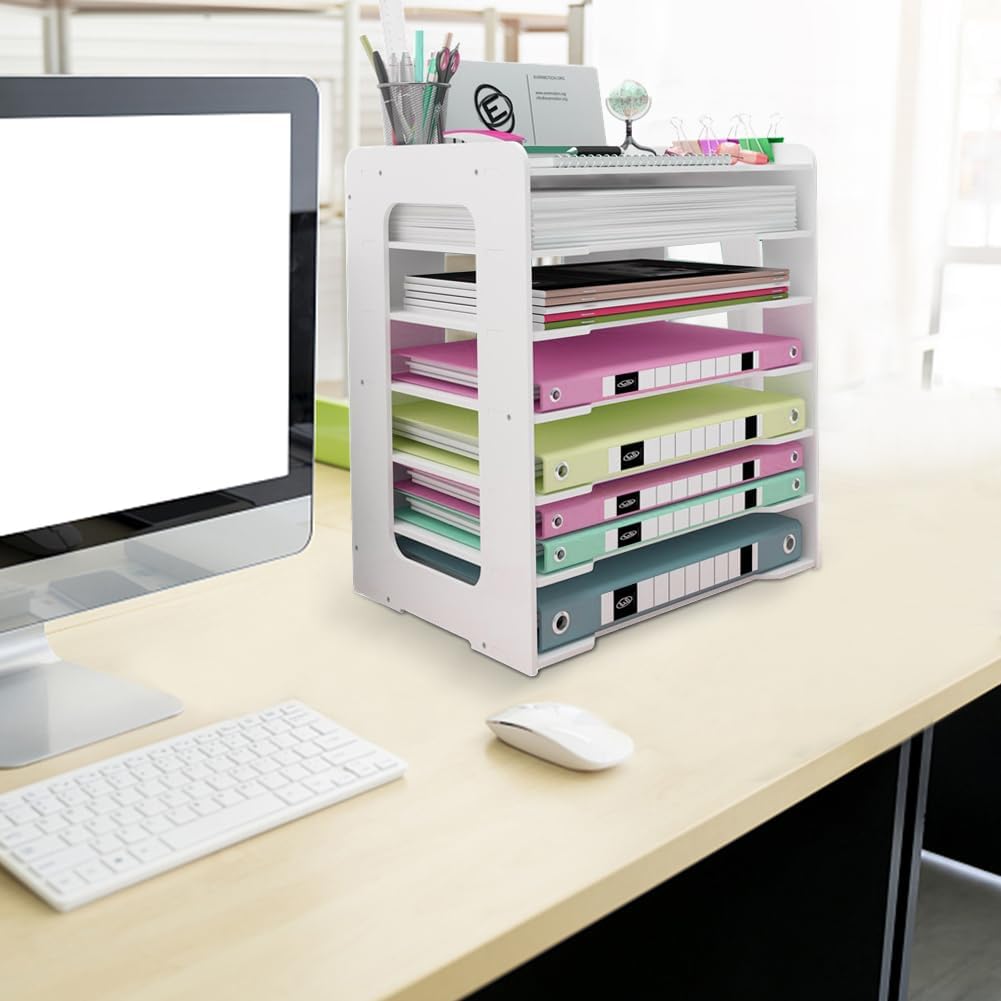 7-Tier Schreibtisch Organizer A4, Briefablage Stapelbares Dokumentenablage, A4 Papier Aktenaufbewahr