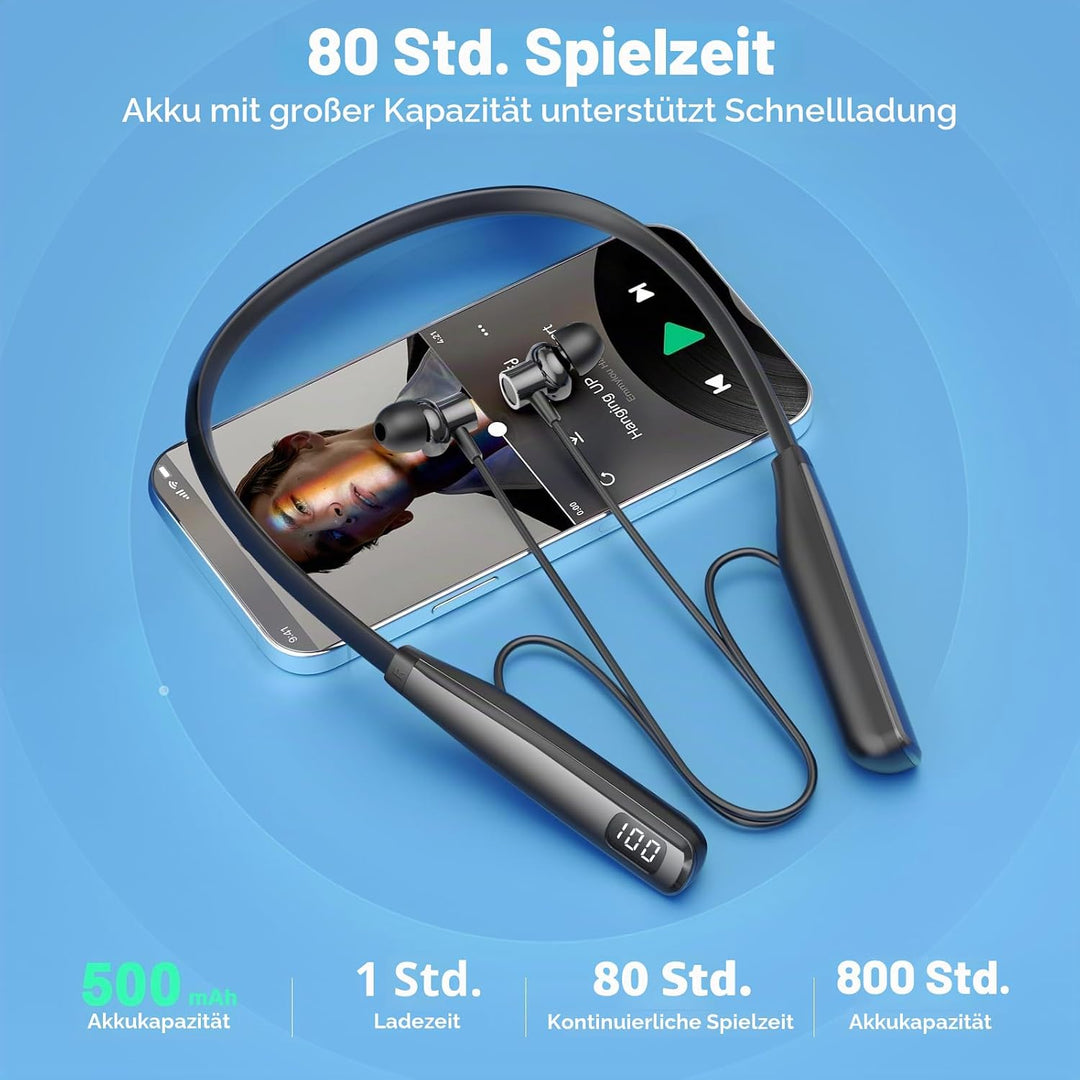LAMA Bluetooth 5.4 Kopfhörer Sport Ohrhörer 80 Std. Spielzeit Noise Cancelling Kabellos Sportkopfhör