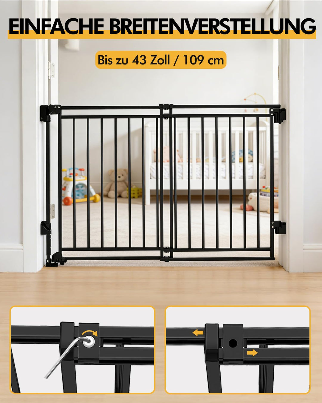 derimkcoa extra breites Treppenschutzgitter von derimkcoa, 74 cm hoch, Sicherheitsgitter für Kinder