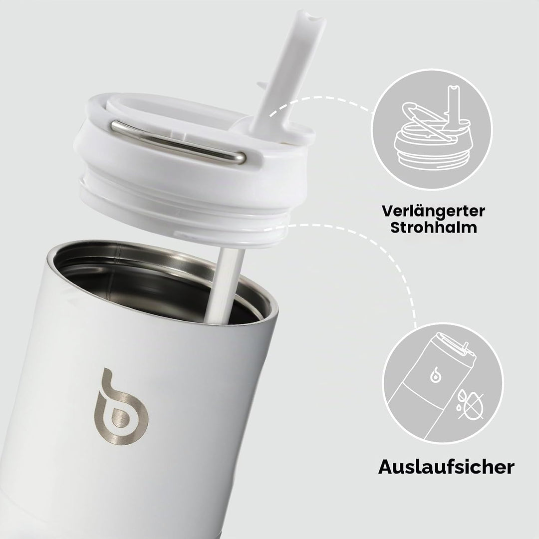 BOTTLE BOTTLE Isolierte Trinkflasche 680 ml(24oz) mit Strohhalm, Deckel und Griff für Sport, Reise,