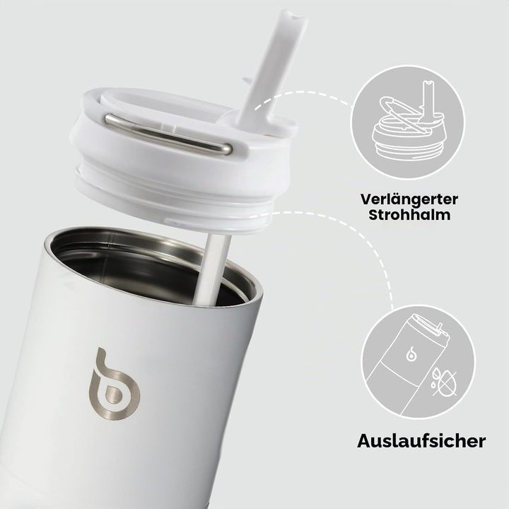 BOTTLE BOTTLE Isolierte Trinkflasche 680 ml(24oz) mit Strohhalm, Deckel und Griff für Sport, Reise,