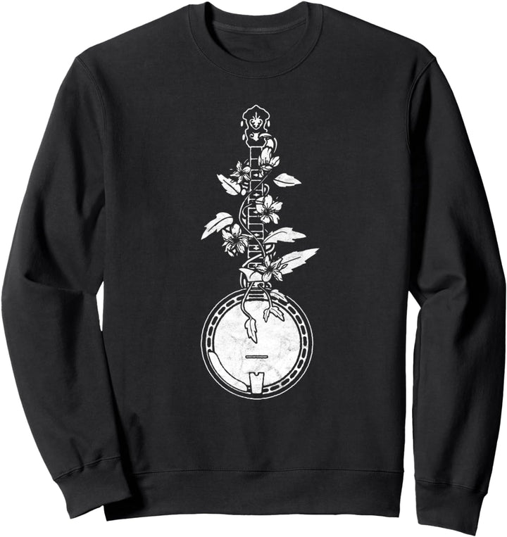 Banjo Vine & Flowers Vintage Minimalist Bluegrass Music Sweatshirt