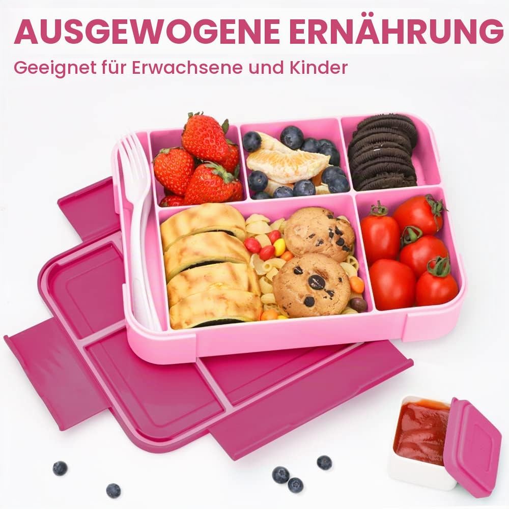 Bugucat Brotdose Kinder mit Fächern 1330ML 2 Set,Lunchbox Kinder Bento Box Auslaufsicher mit 6 Fäche