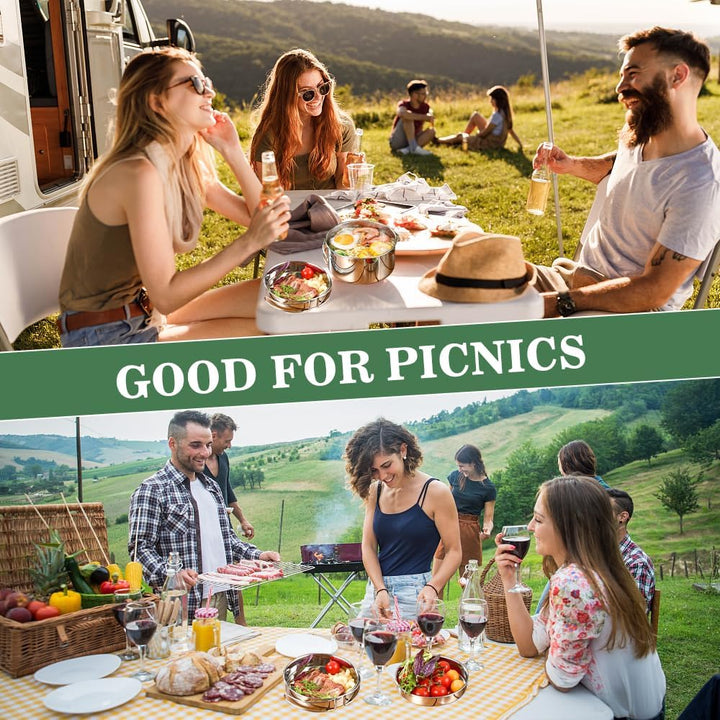 SLTAXAR Camping Kochgeschirr Set Edelstahl Kochtopf mit Pfanne Outdoor Kochgeschirr Picknick Topf 2-