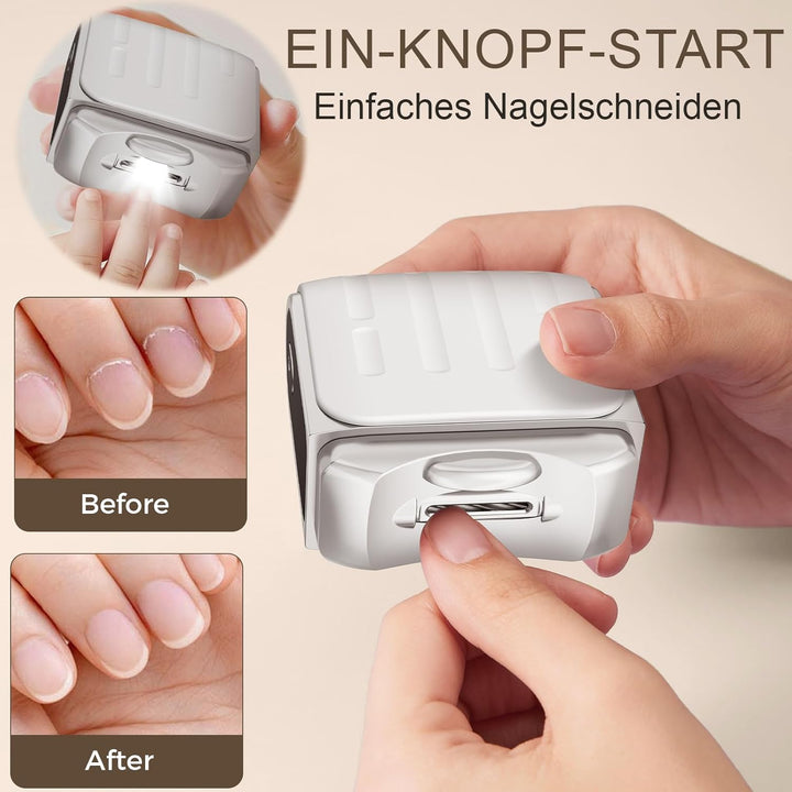 Elektrischer Nagelknipser, Nagelreste mit Licht, Kabelloser 3-Gang-Nagelknipser, Elektrische Nagelfe
