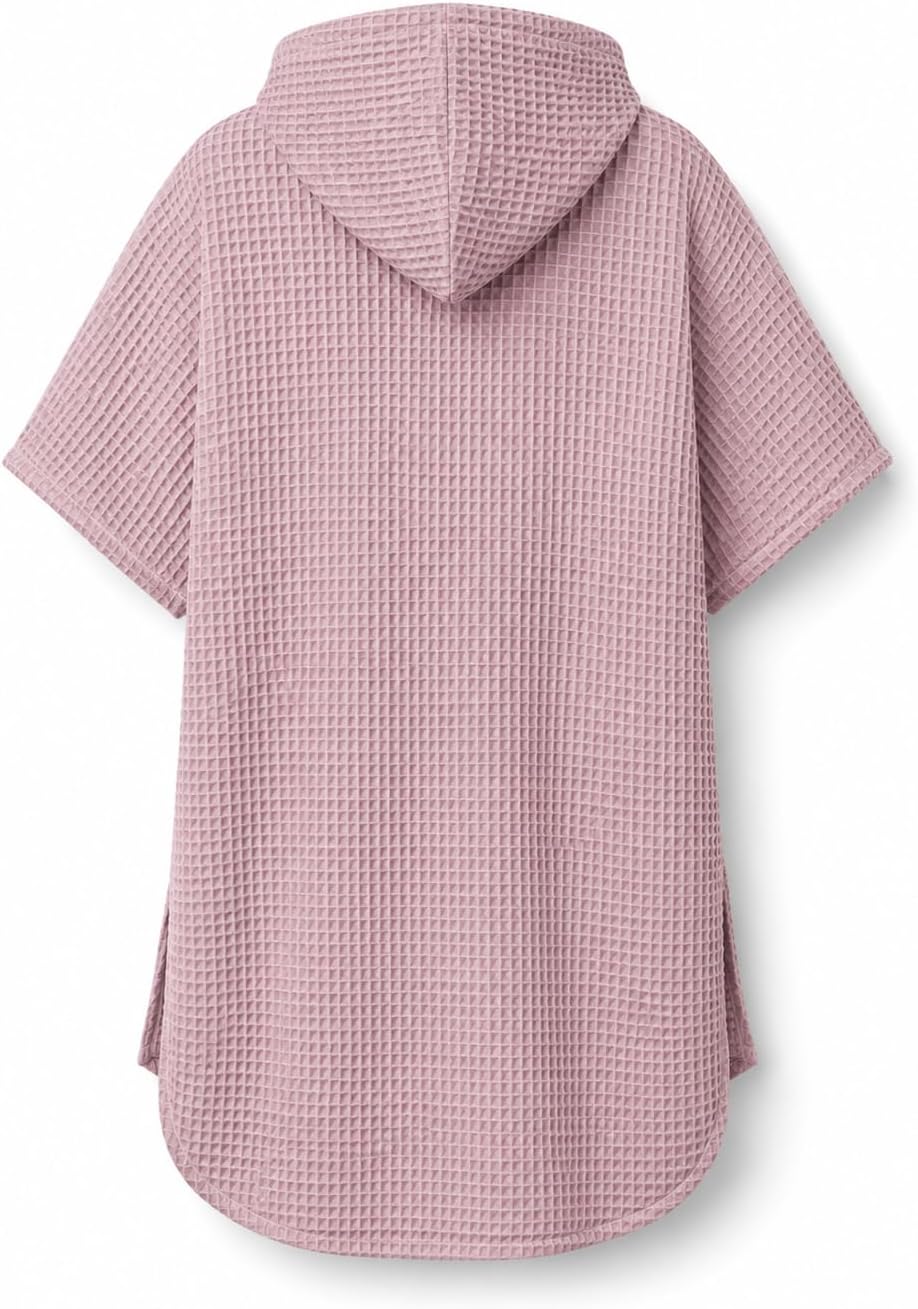 Bubalove Badeponcho Kinder 104/116, Baumwolle mit Kapuze, Rosa Rosa 104-116, Rosa 104-116