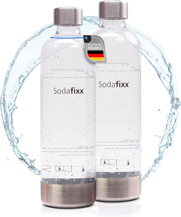 PET Wasserflaschen Doppelpack 2x 0,85L - Ersatzflaschen für Wassersprudler mit Schraubgewinde - komp