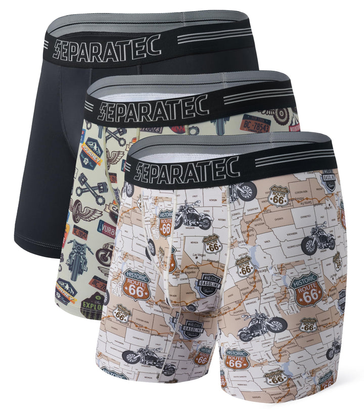 Separatec Boxershorts Herren 3er-Pack Sport Schnell trocknend Doppelbeutel Dual Pouch Unterhosen Män