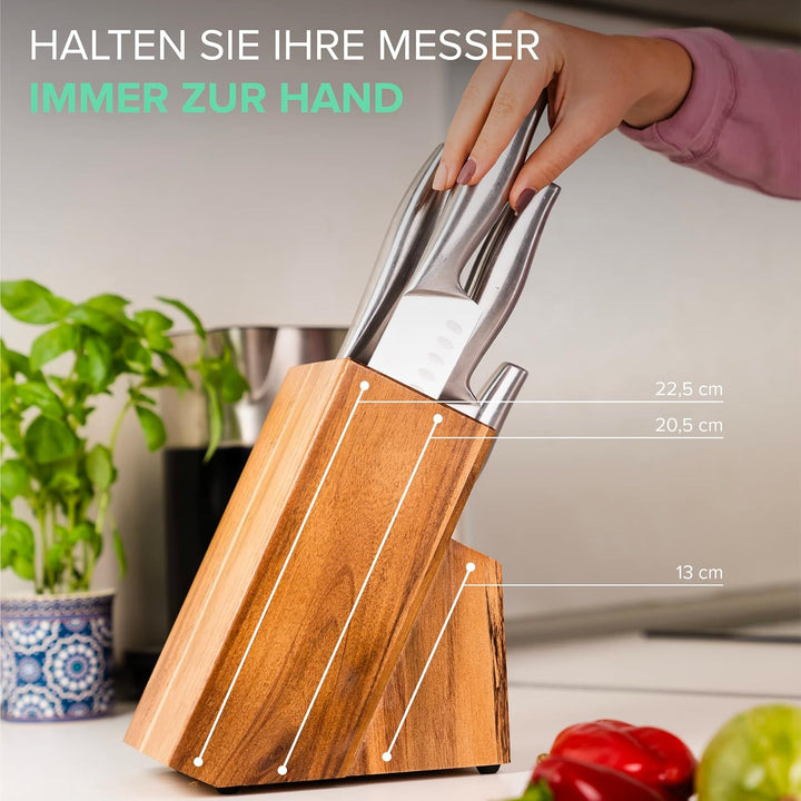 Coninx Messerblock ohne Messer - Akazienholz Knife Block - Universal Messerblock Holz - Einfache Küc