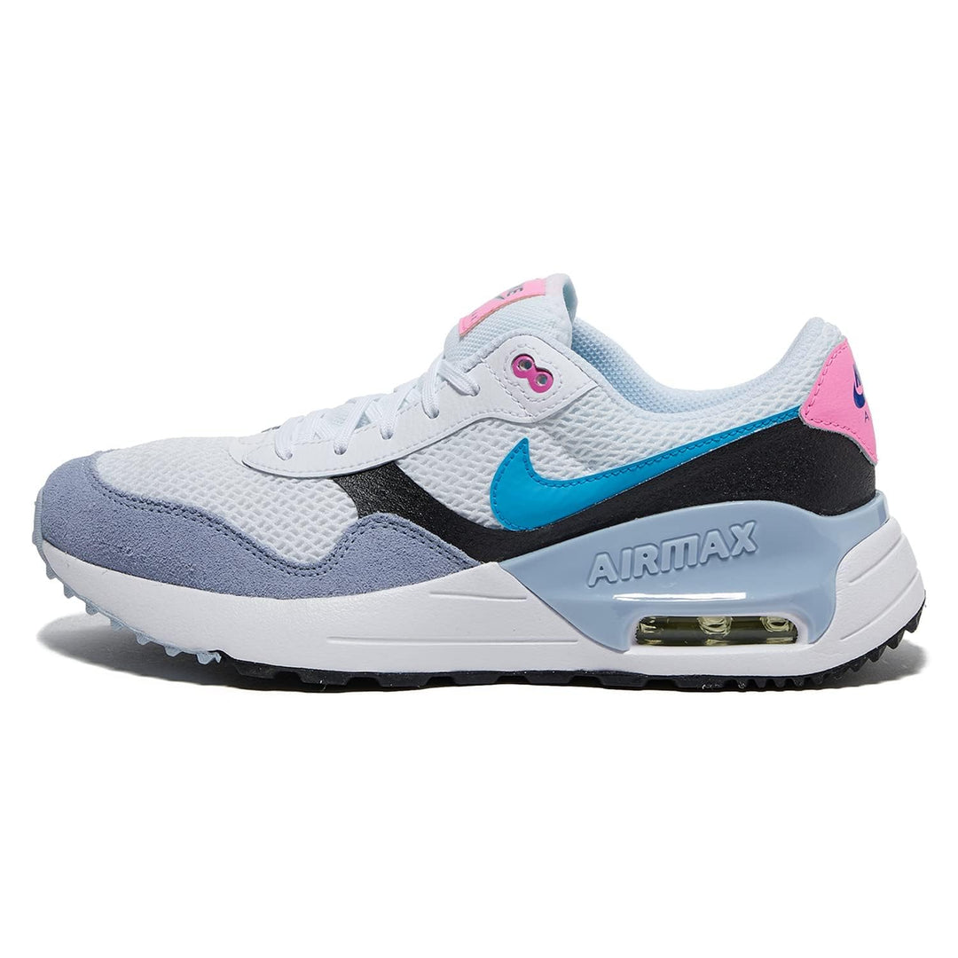 Nike Jungen Air Max SystmSneaker 35.5 EU Weiss Blau Blitzschwarz Blaues Flüstern, 35.5 EU Weiß