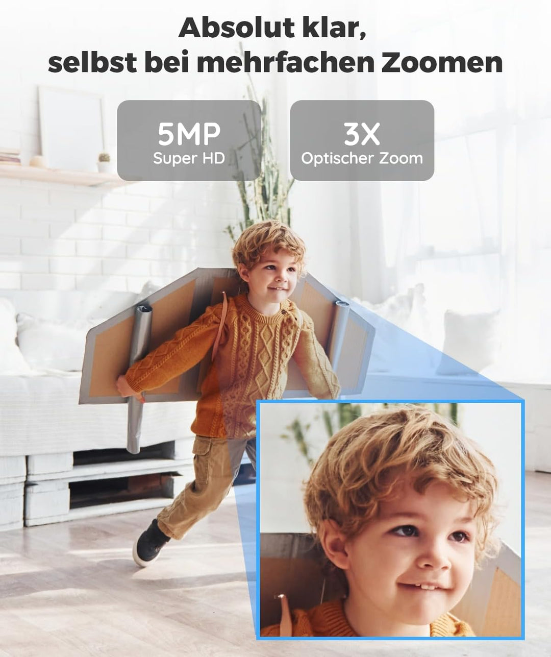 Reolink 5MP PTZ Überwachungskamera WLAN Kamera Innen, 355°/50° Schwenkbare WiFi IP Kamera Indoor mit