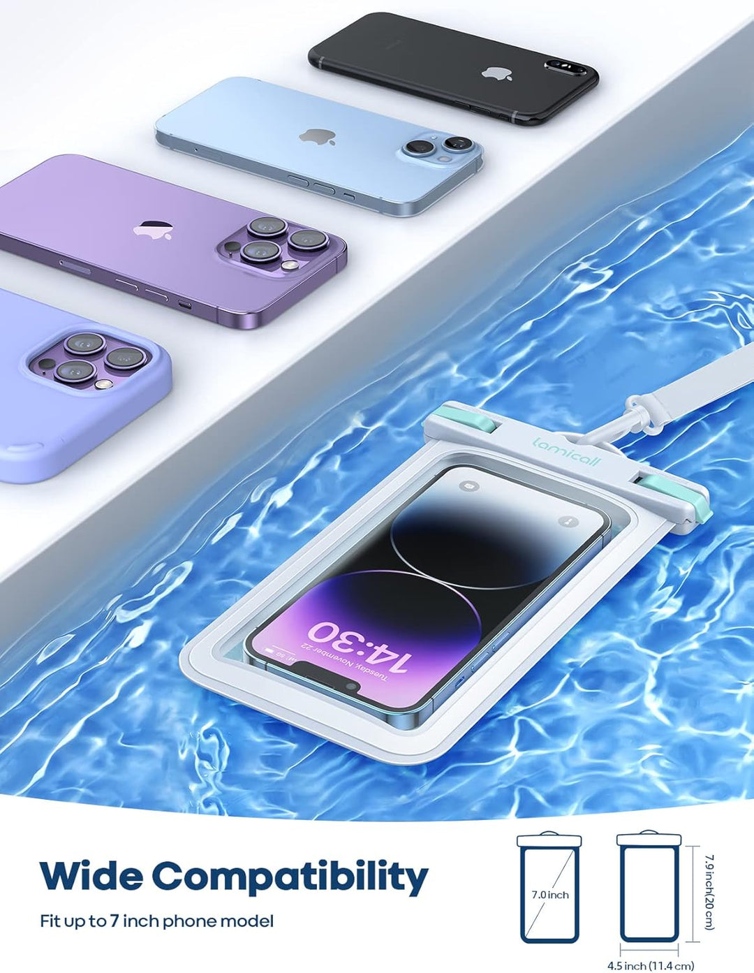 Lamicall wasserdichte Handyhülle, Unterwasser Handytasche - [2 Stück] IPX8 Wasserfeste Hülle für Sch