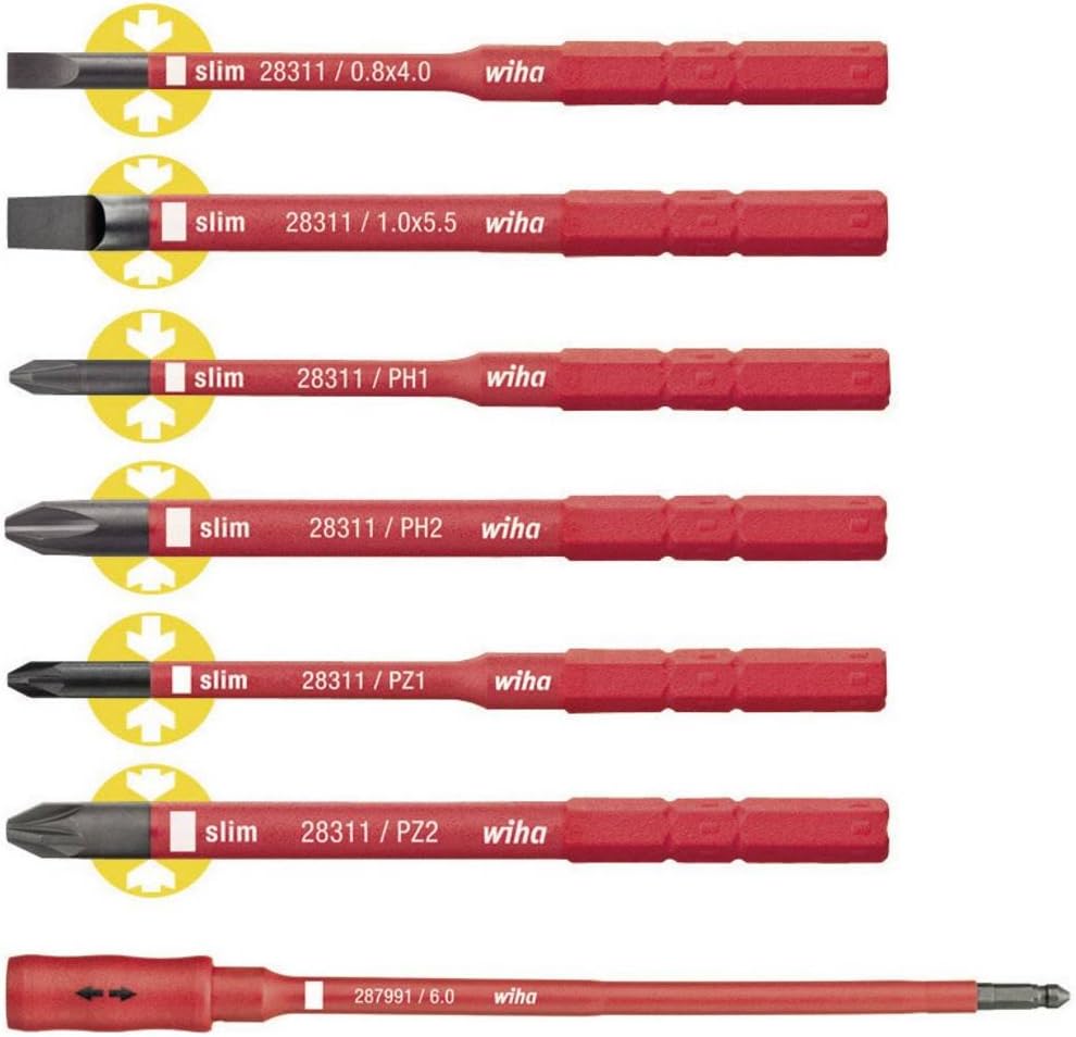 Wiha Bit Set slimBit electric gemischt mit slimBit Halter 7-tlg. (36079)