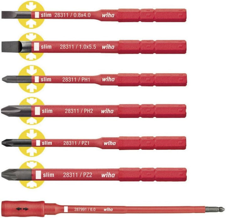 Wiha Bit Set slimBit electric gemischt mit slimBit Halter 7-tlg. (36079)