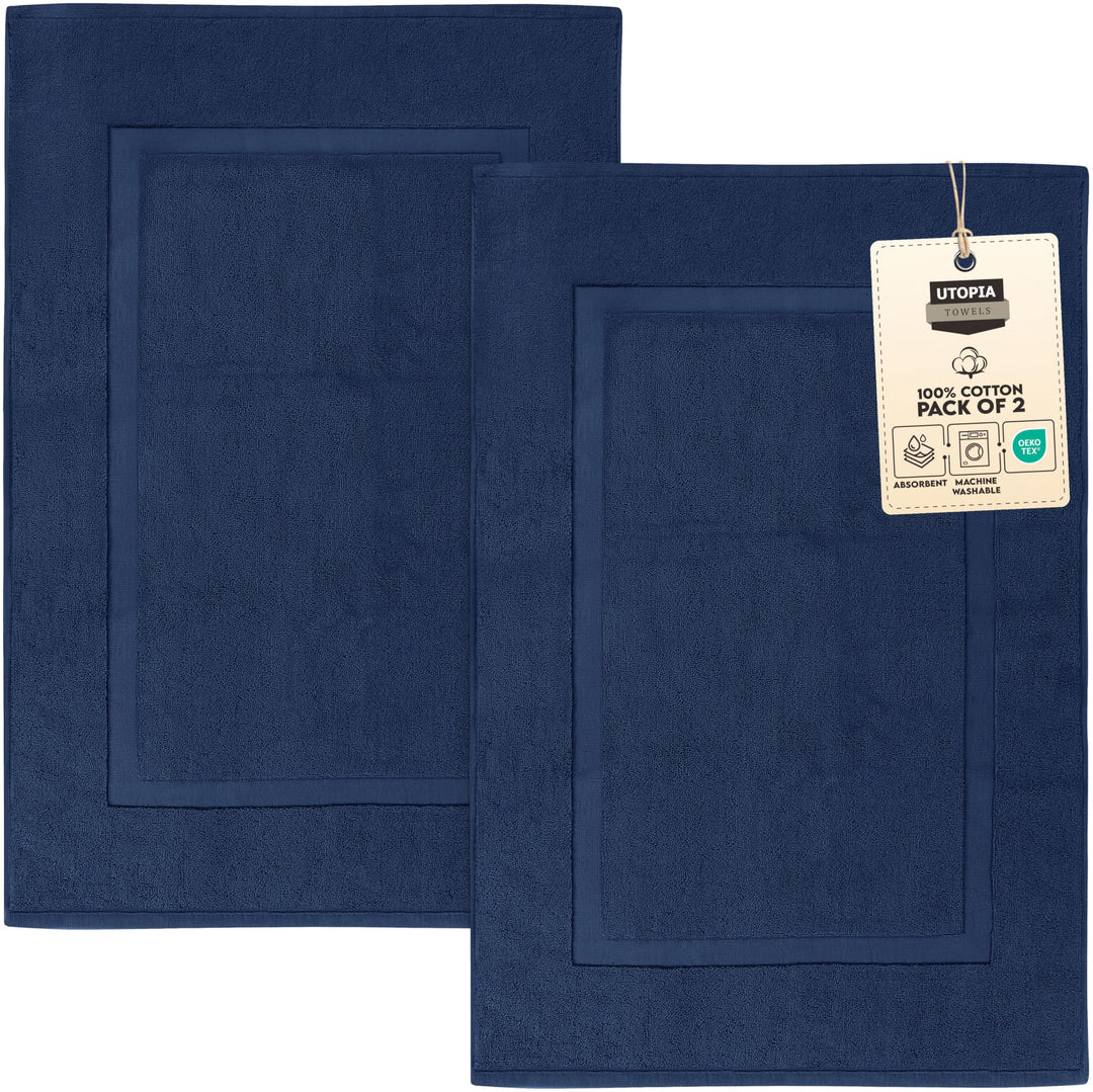 Utopia Towels Badematten mit Baumwollbändern, Marineblau, [kein Badezimmerteppich], 100% ringgesponn