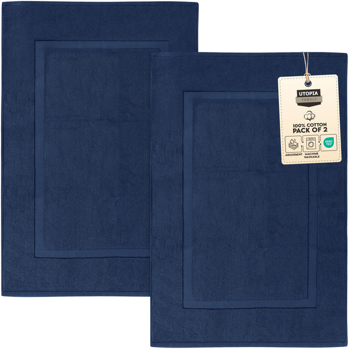 Utopia Towels Badematten mit Baumwollbändern, Marineblau, [kein Badezimmerteppich], 100% ringgesponn