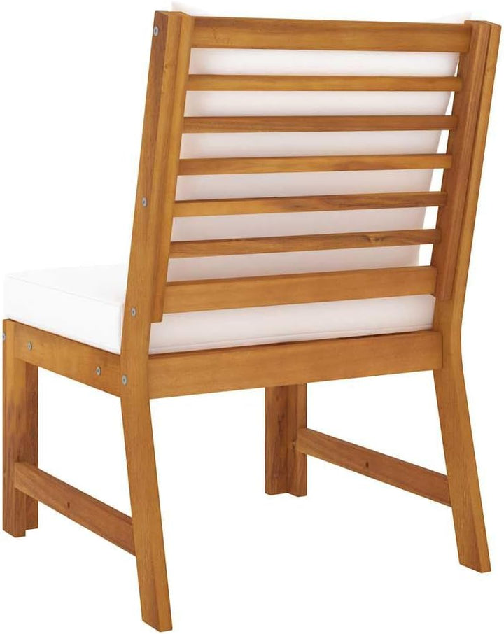 vidaXL Akazienholz Massiv Mittelsofa Modular mit Cremeweissen Kissen Sofa Lounge Gartensofa Sessel G