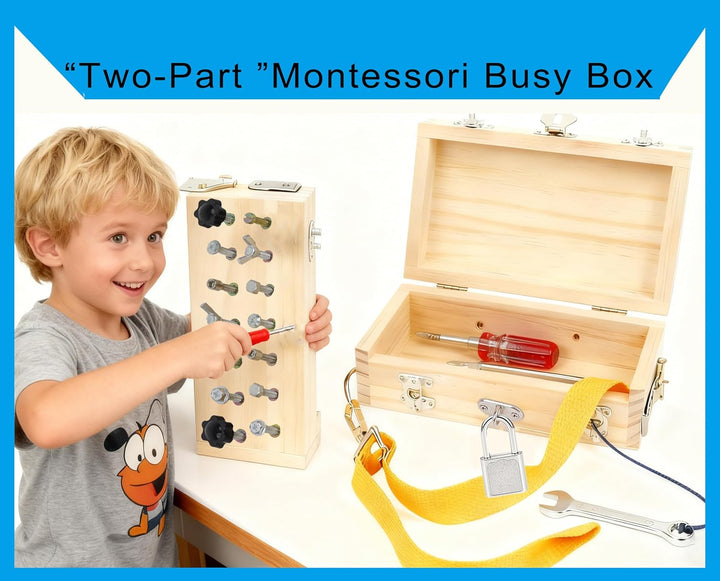 Montessori Spielzeug ab 3 4 Jahre, Motorikspielzeug Holzspielzeug Schraubendreher Busy Board mit Sch