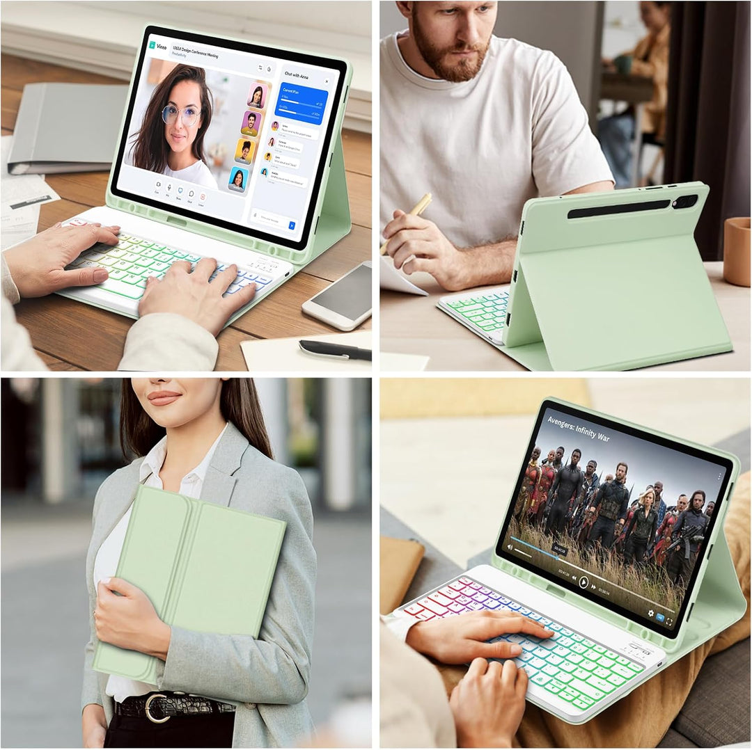 Bettdow für Samsung Galaxy Tab S10+/S10 Plus Tastatur Hülle, QWERTZ Layout Abnehmbarer Beleuchtete T
