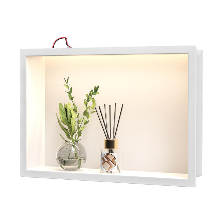 Edelstahl-Duschnische 45 cm X 30 cm Weiss mit Geführtem Licht Wasserdicht Keine Fliesen Benötigte Wa