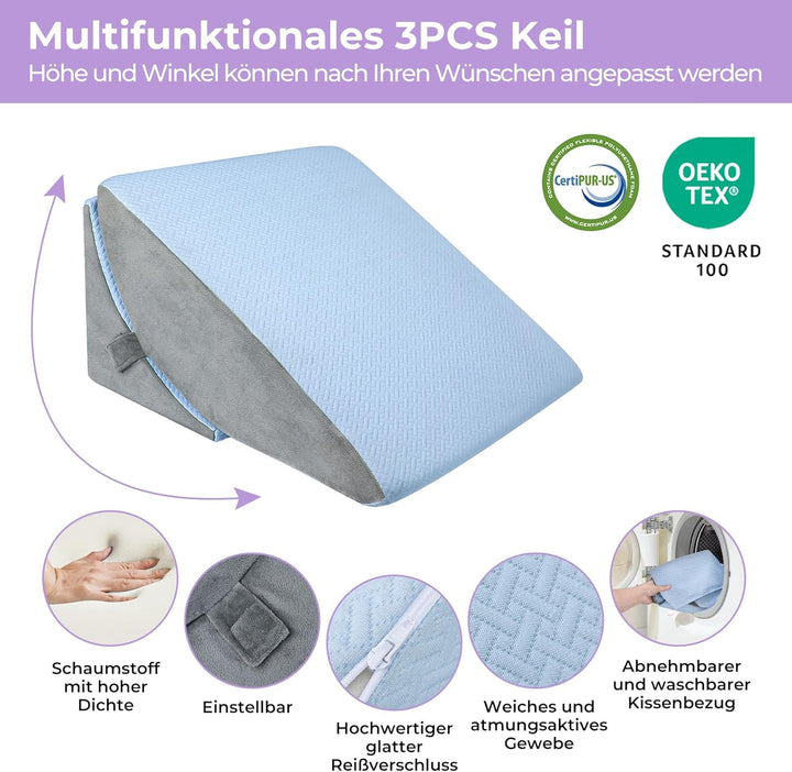Babenest Verstellbares Keilkissen mit Hochdichteschaum, Ergonomisches Rückenkissen für Bett &amp; Sofa,
