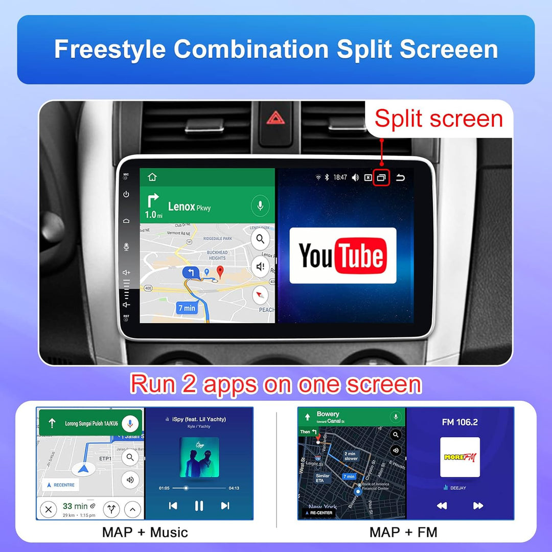 Android Autoradio mit Navi 10.1 Zoll Bildschirm Eingebaut DAB+ Wireless Auto & Carplay 1 Din Radio T
