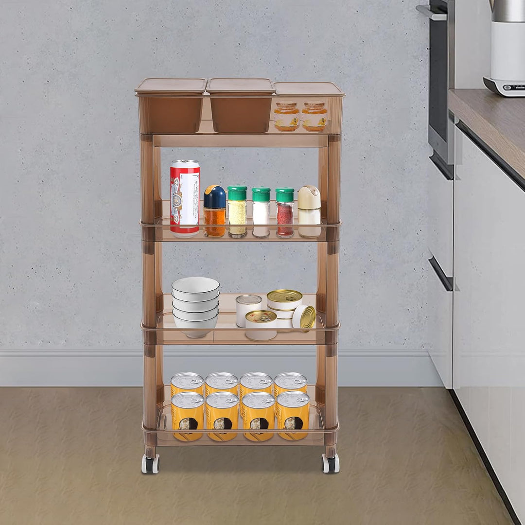 Aufbewahrungswagen, 4-stufig, 45x23.5x91 cm, PP, mit Rollen, für Küche