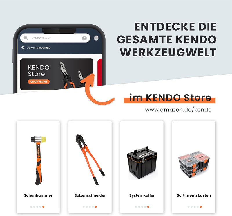KENDO Bolzenschneider – Länge: 450 mm – Schneidleistung (Ø): Max. 8 mm – 40 HRC – Extra gehärtete Sc