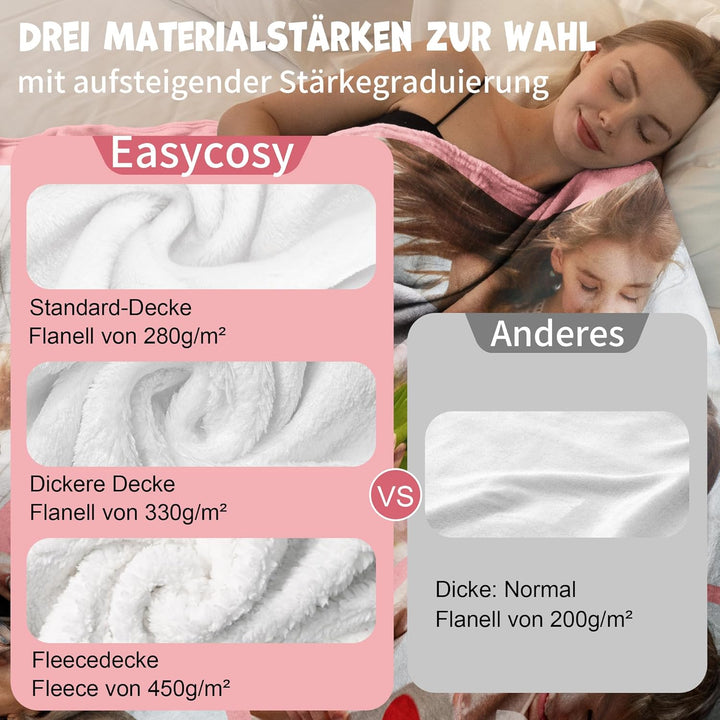 Easycosy Muttertagsgeschenk Personalisierte Decke mit Foto - Made in Germany - wärmere Fotodecke sel