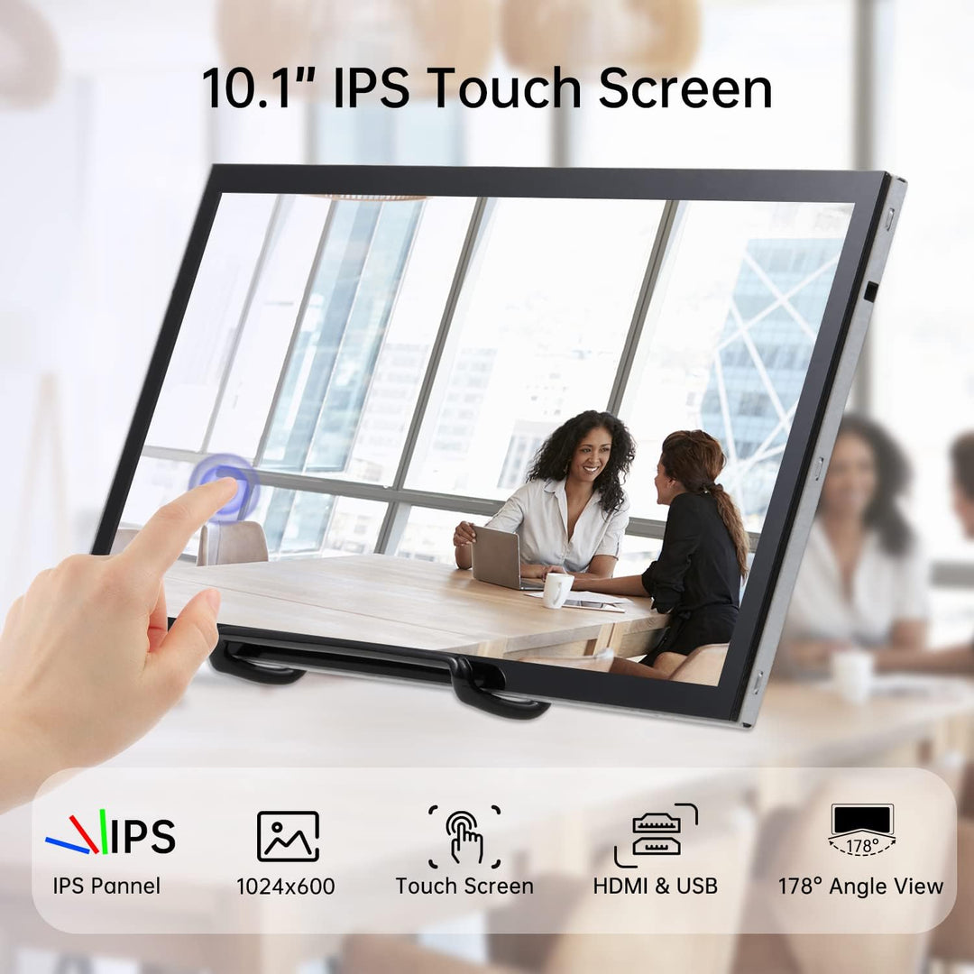 HAMTYSAN Raspberry Pi Touch Screen, 10.1 Zoll Bildschirm 1024x600 Kleiner tragbarer HDMI IPS Monitor