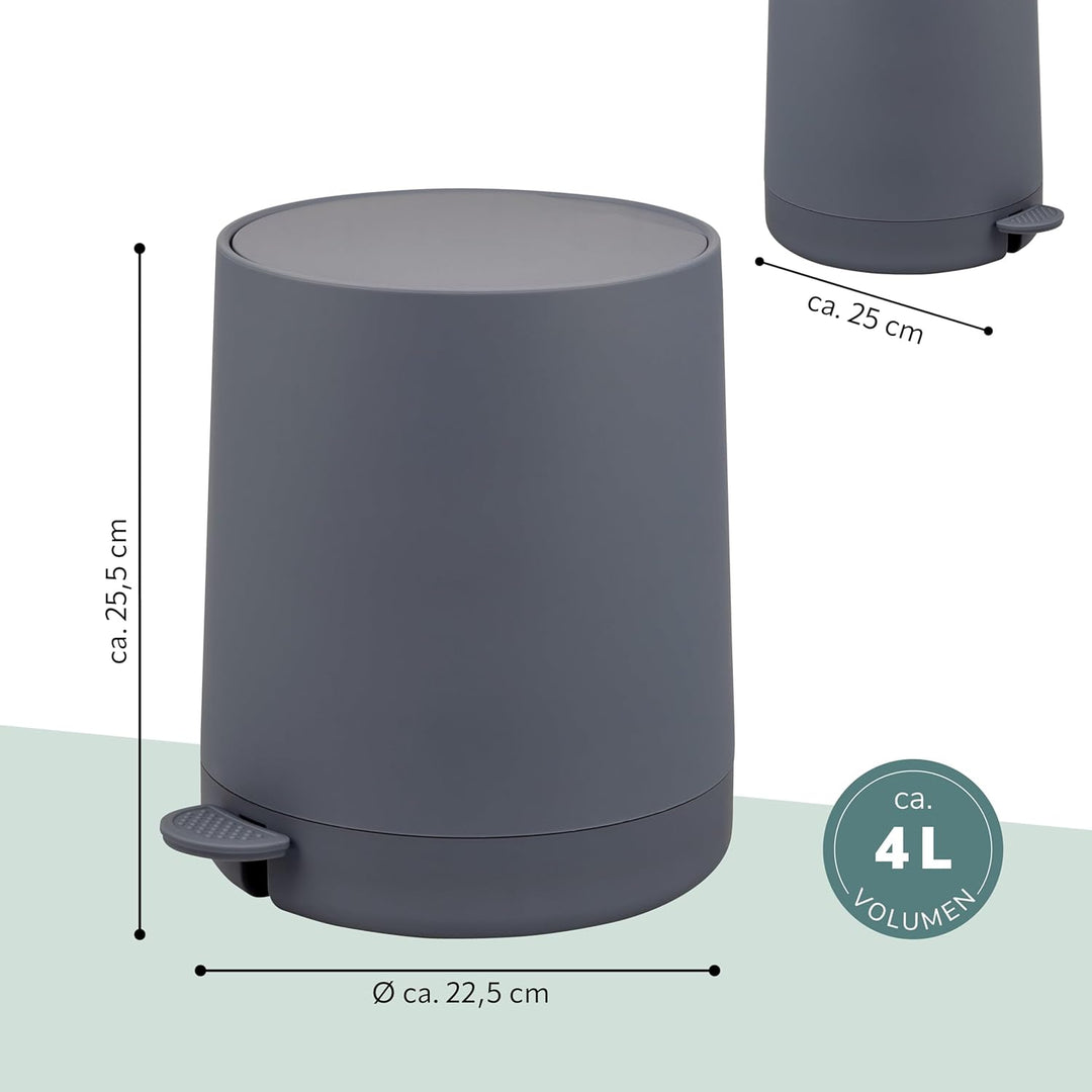 eluno Kosmetikeimer TESERO mit Soft-Touch Oberfläche, Treteimer 4 Liter Fassungsvermögen, mit Soft-C