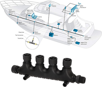 2000 T, Nmea 4 Port, 2000, T Stecker für N2K Ports T-Stecker 5 Pin IP67 Wasserdicht -Netzw nmea spli