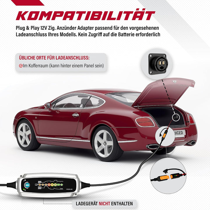 JMR Adapter for Bentley Continental GT Flying Spur Mulsanne Compatible with CTEK (3-Pin Port, with I